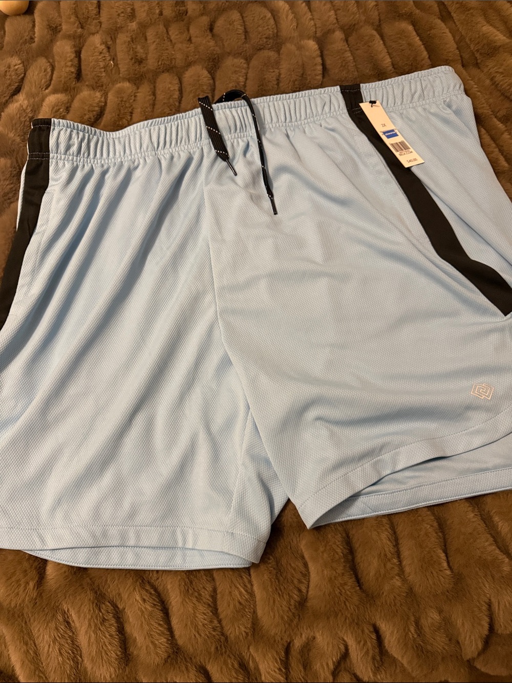 Zelos Light Blue Men's Athletic Shorts with Black Trim